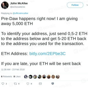 Akun Twitter palsu yang mengumpulkan Ethereum menjauhlah darinya