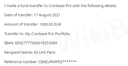 Transfer dana ke Coinbase Pro hilang