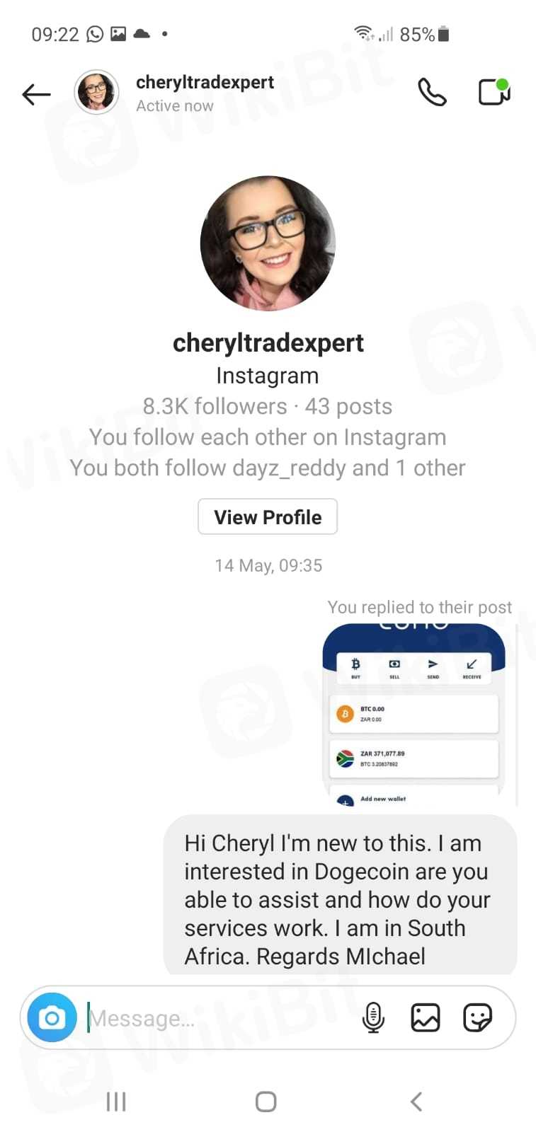 Cheryl Trade Expert adalah agen BitFinanceFox.