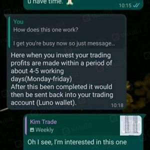 Seorang wanita di WhatsApp bernama Kim Trade dia menggunakan dompet luno untuk menipu banyak orang